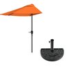 Pure Garden 9ft Half Umbrella with Base, Terracotta 50-LG1054B